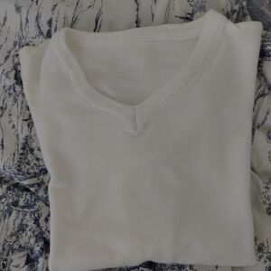 Men's White V-Neck Sweater